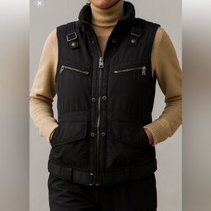 # 5 - American Stich - Black Utility Vest - With Hidden Hood gently used